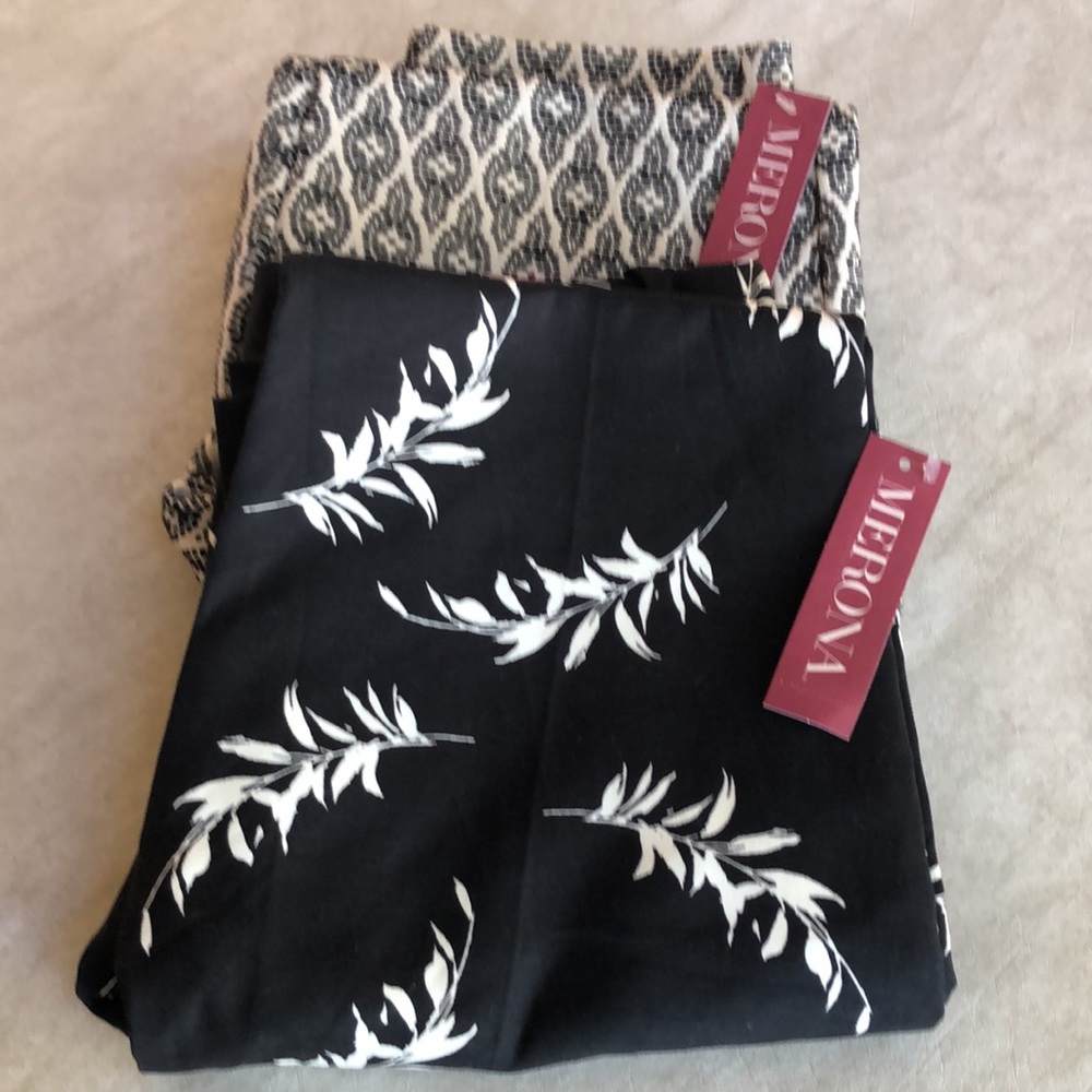 Merona Woman’s Classic Ankle Black White Leaf Print Slim Fit Pants Size 2 - Picture 15 of 15